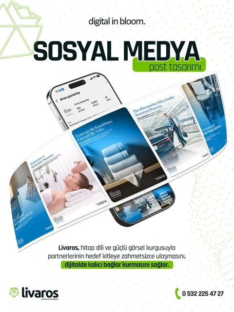 Sosyal medya post tasarımı — tekstil — Livaros Instagram
